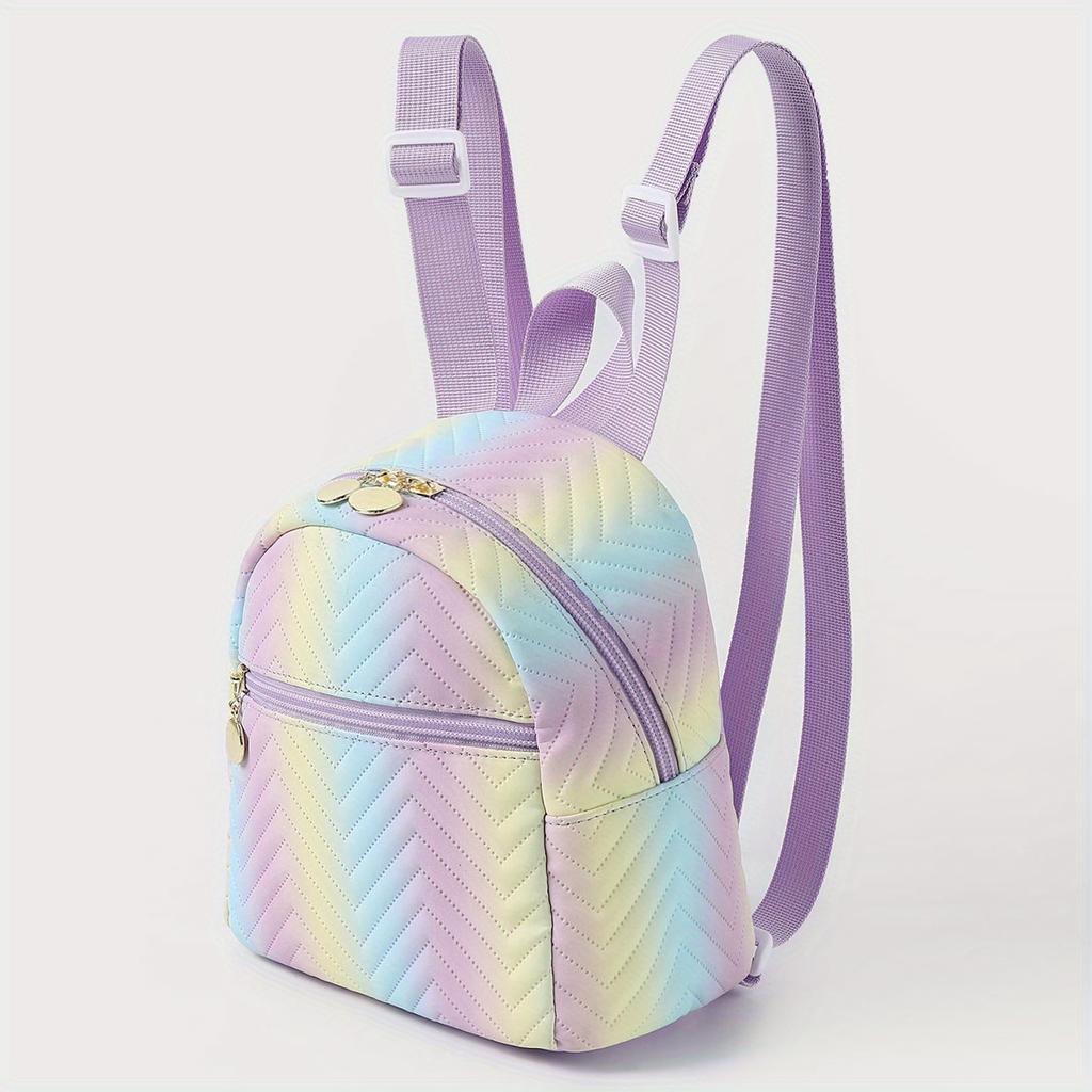 Cute Color Striped Mini Backpack, Women's Fashion Casual Travel Commuter Bag