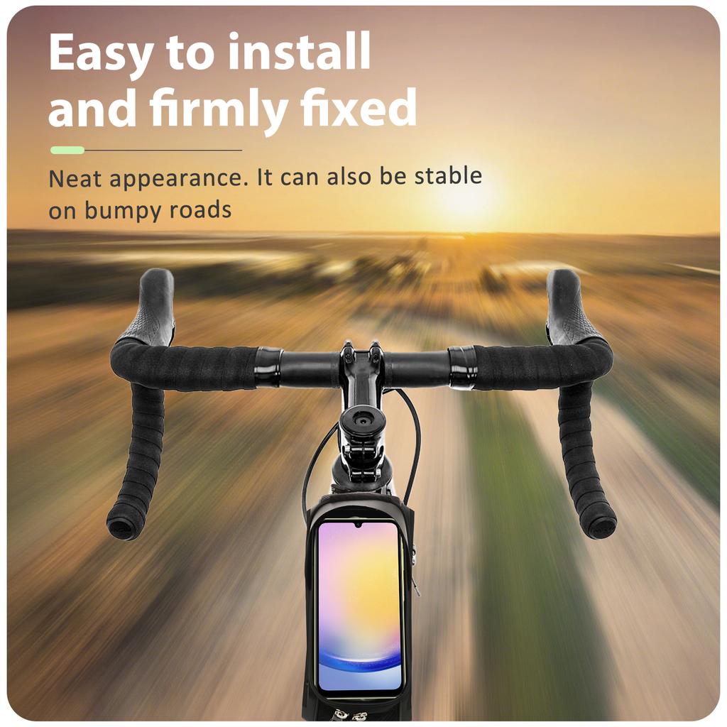 Bike Phone Holder Bag EVA Waterproof Bicycle Front Frame Bag with Zipper Sensitive TPU Touchscreen Outdoor Bike Phone Frame Bag