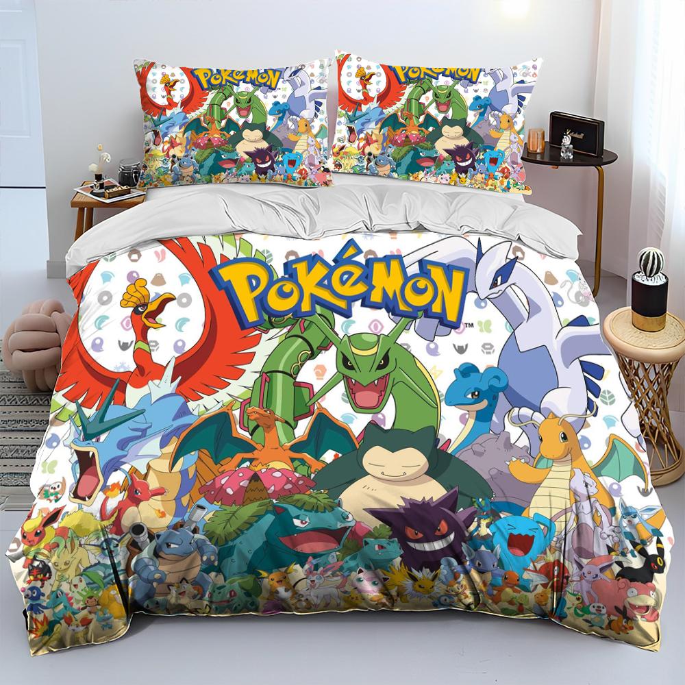 3D Cartoon Pikachu Pokemon Monster Bettdecke Bettwäsche Set Bettbezug Bett Set Steppdecke Bezug Kissenbezug Queen Bettwäsche Set Erwachsene Kinder