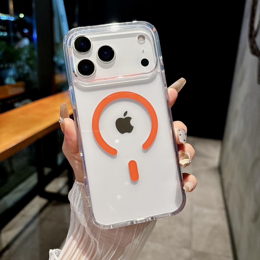 

for Magsafe Transparent Luminous Phone Case for iPhone 12 13 14 15 16 17 Pro Max 17 Air Creativity Magnetic Shockproof Cover iPhone17