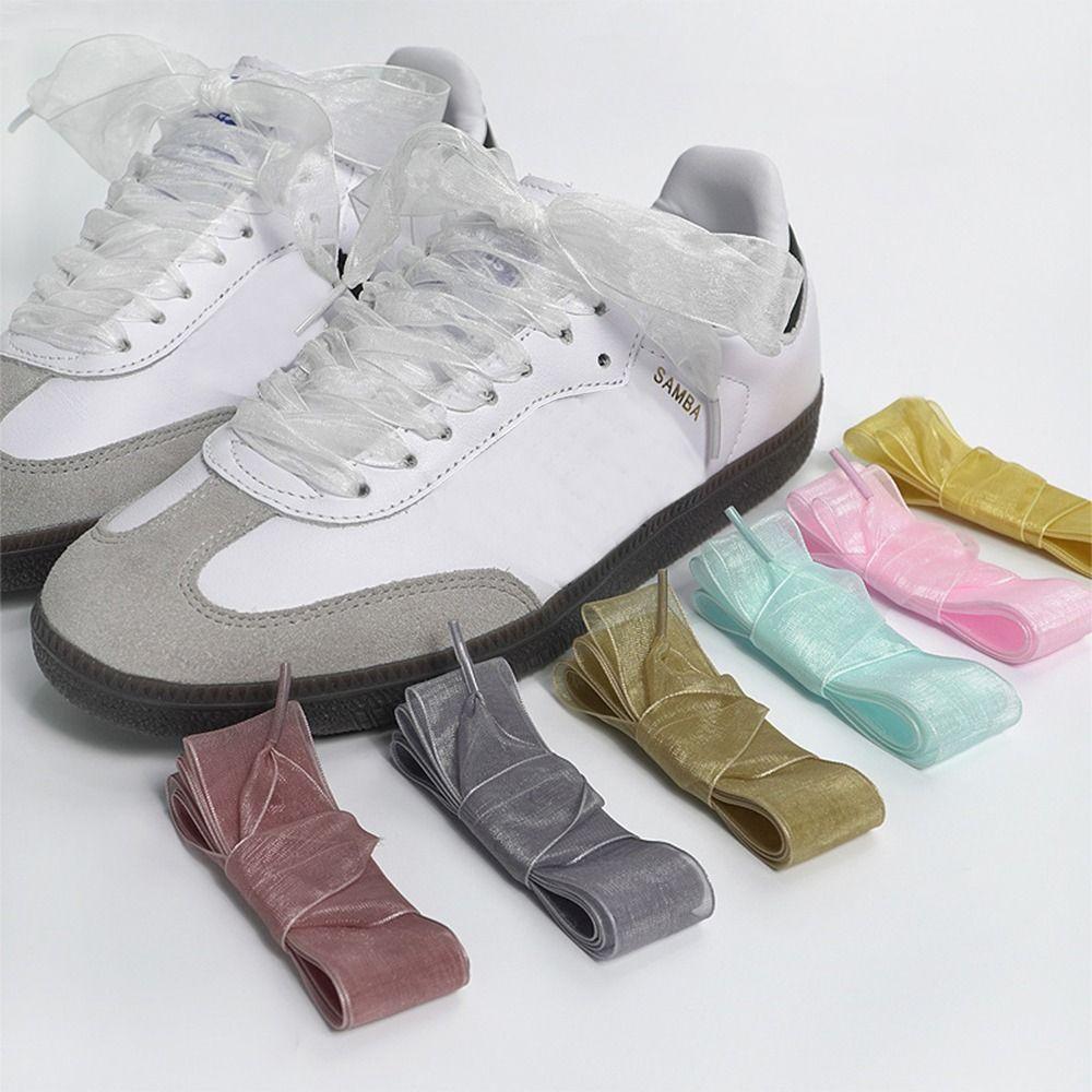 

1 Pair Lace Shoe Laces 2.5CM Silk Satin Shoelace Creative Canvas Sneaker Accessory Shoes білий