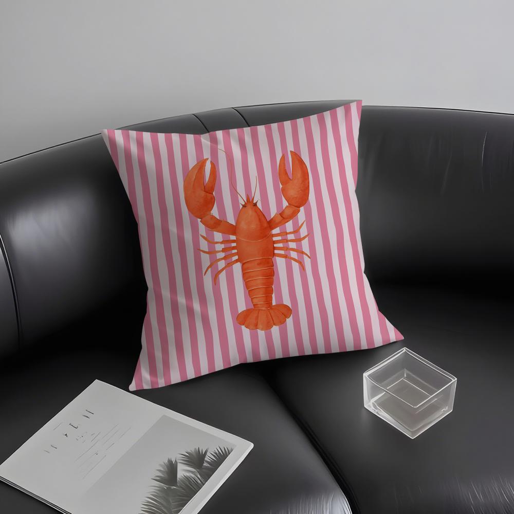 Ocean Life Theme Striped Cushion Cover Pillowcase Ultra Soft Skin Friendly Fabric Cloud Like Comfort & Concealed Zipper