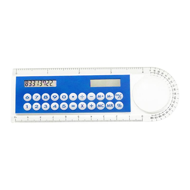 Mini Ultra-thin Straight Ruler With Solar Calculator Magnifier Multifunction Calculator 10cm School Office Supplies