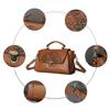 Genuine Leather Women's Bag, Retro Embossed Totem Crossbody Handbag, Color-rubbed Lock Buckle Small Square Bag