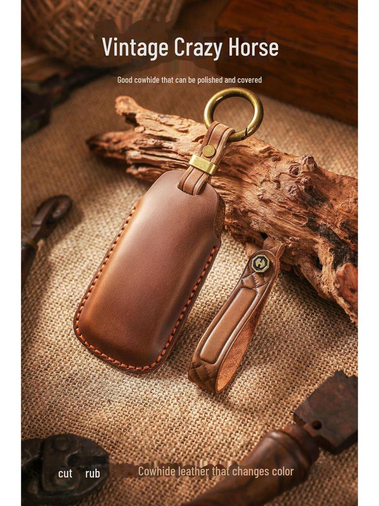 Genuine Leather Retro Key Cover for Chery Tiggo 8PLUS Haoxiang Remote Control Protection