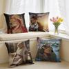 Samurai Knight Capibara Cushion Cover Square Short Plush Pillow Case Living Room Sofa Home Decor Funda X