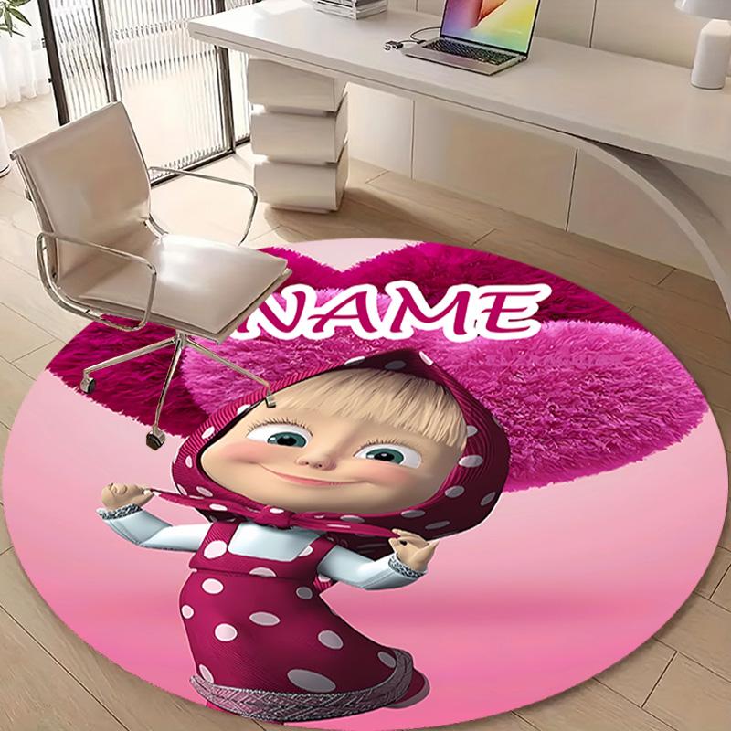 Personalized M-Masha and the Bear Round Chair Office Rug - Perfect for Mat, Office Chair & More - Ideal Gift for Birthdays and Holidays