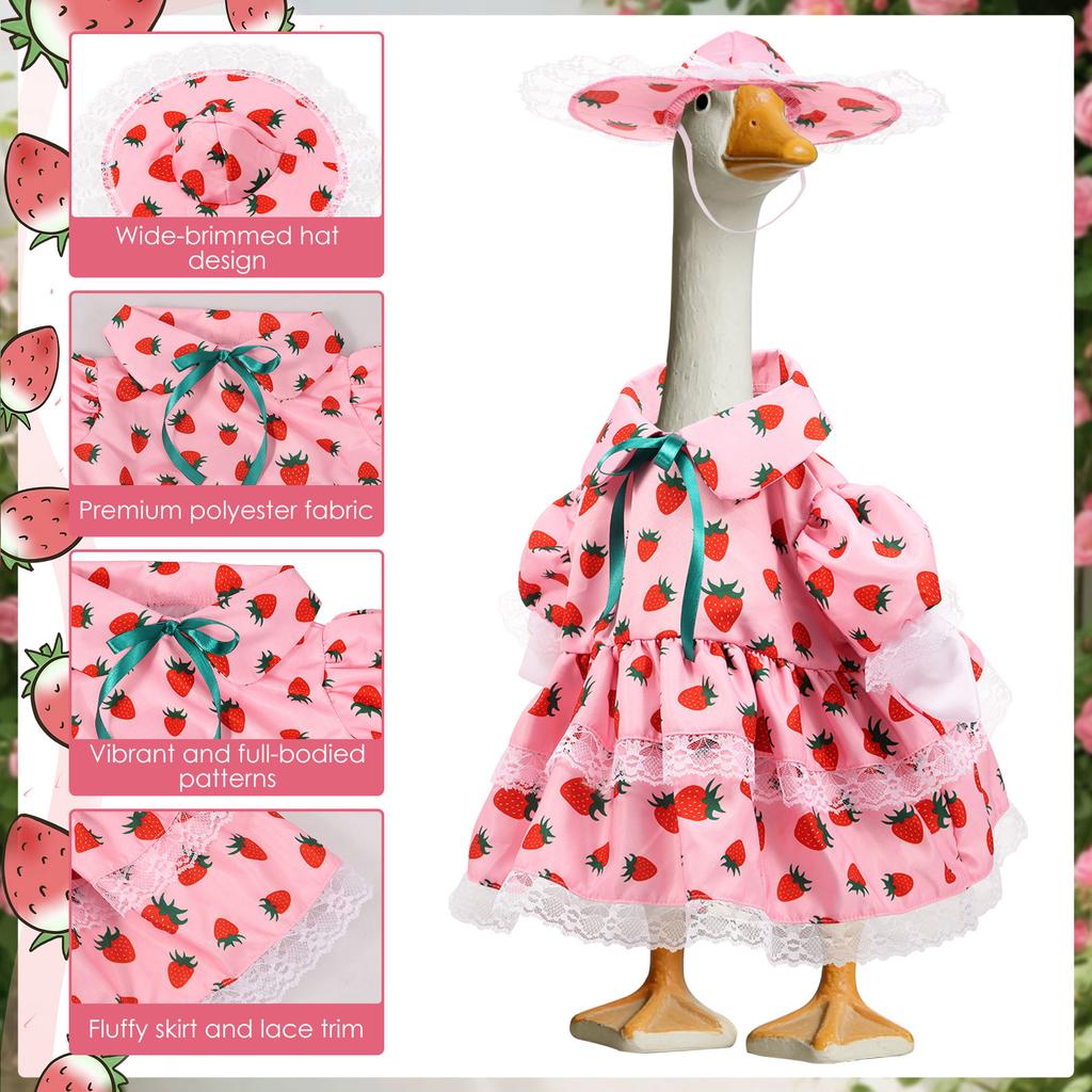 2026 Obleček pro husu na verandu Soška husy Sukně Klobouk Oblečení Roztomilý Vtipný Venkovní Dekorace dvora, trávníku, terasy Kostým husy na verandu