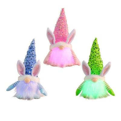Easter Rabbit Gnome with LED Light Sequins Faceless Doll Scandinavian Tomtes