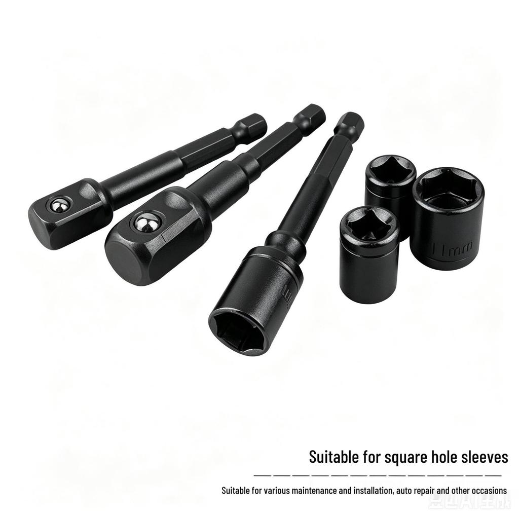 Electric Drill Hex to Square Socket Adapter Rod - 1/2" & 1/4" Drive Extension.