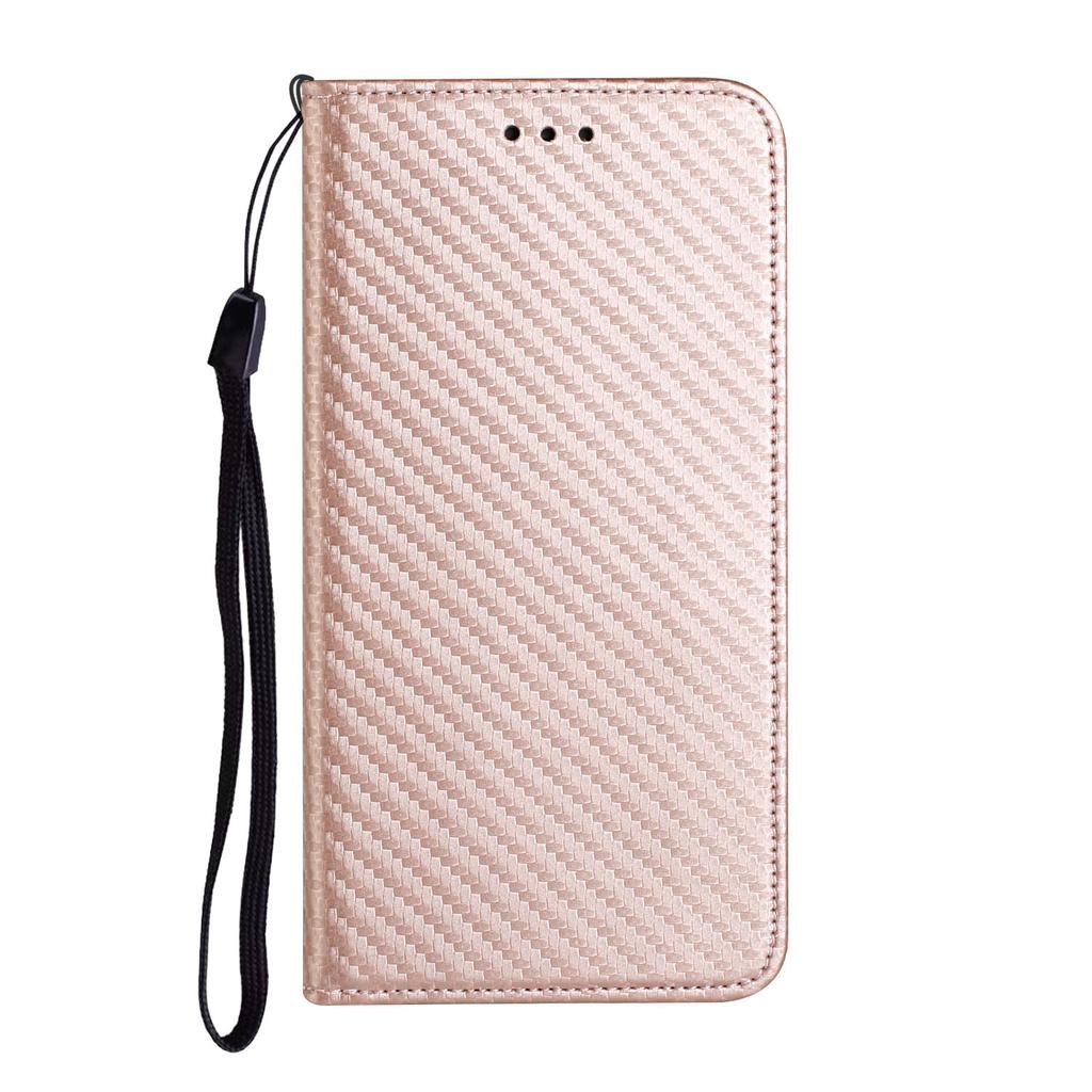 Für iPhone 15 Pro Carbonfaser-Textur PU-Leder+TPU Brieftaschen-Etui Ständer Handyhülle