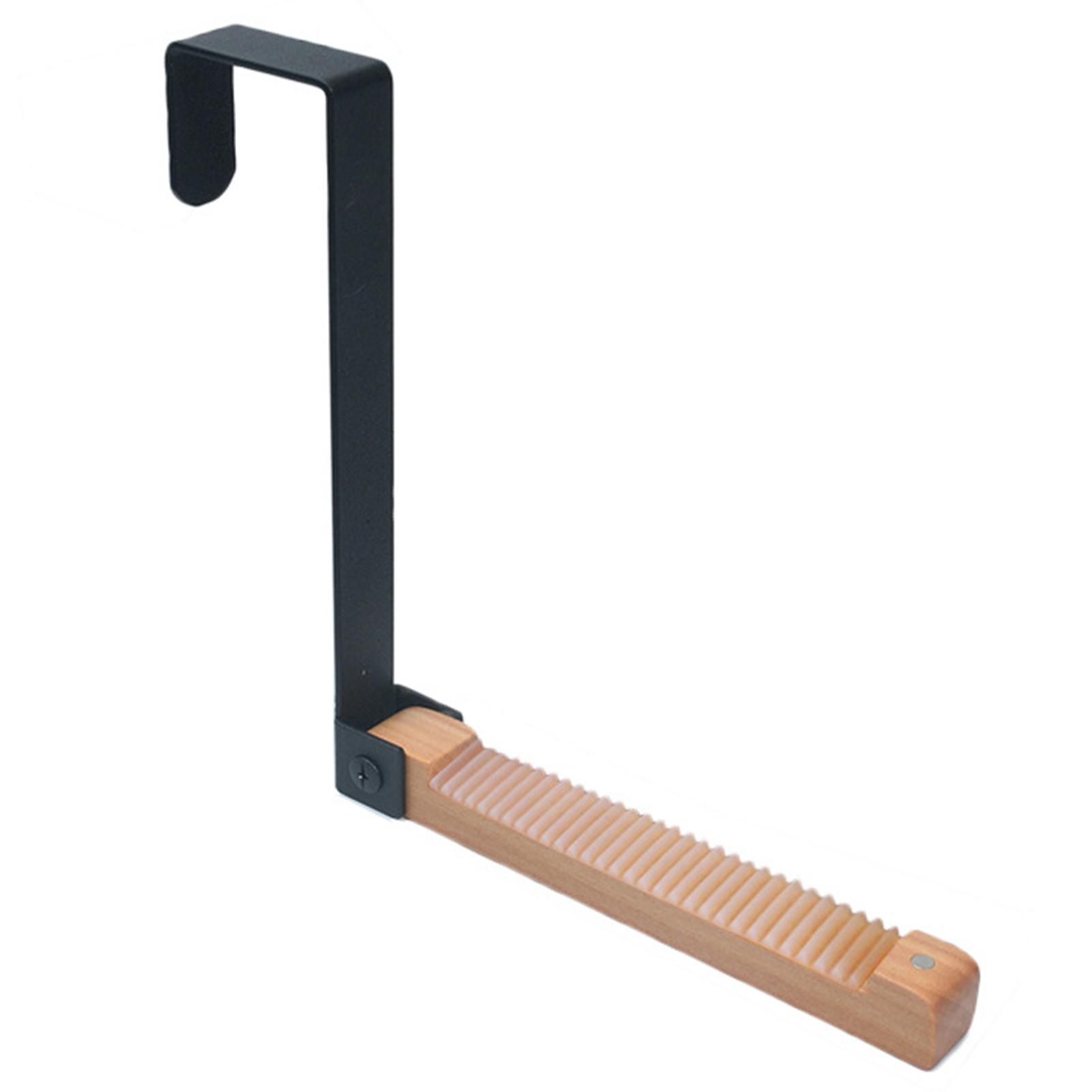 

Foldable Wood Over The Door Hooks Wall Mounted Hook Hangers for Household Storage Management чорний