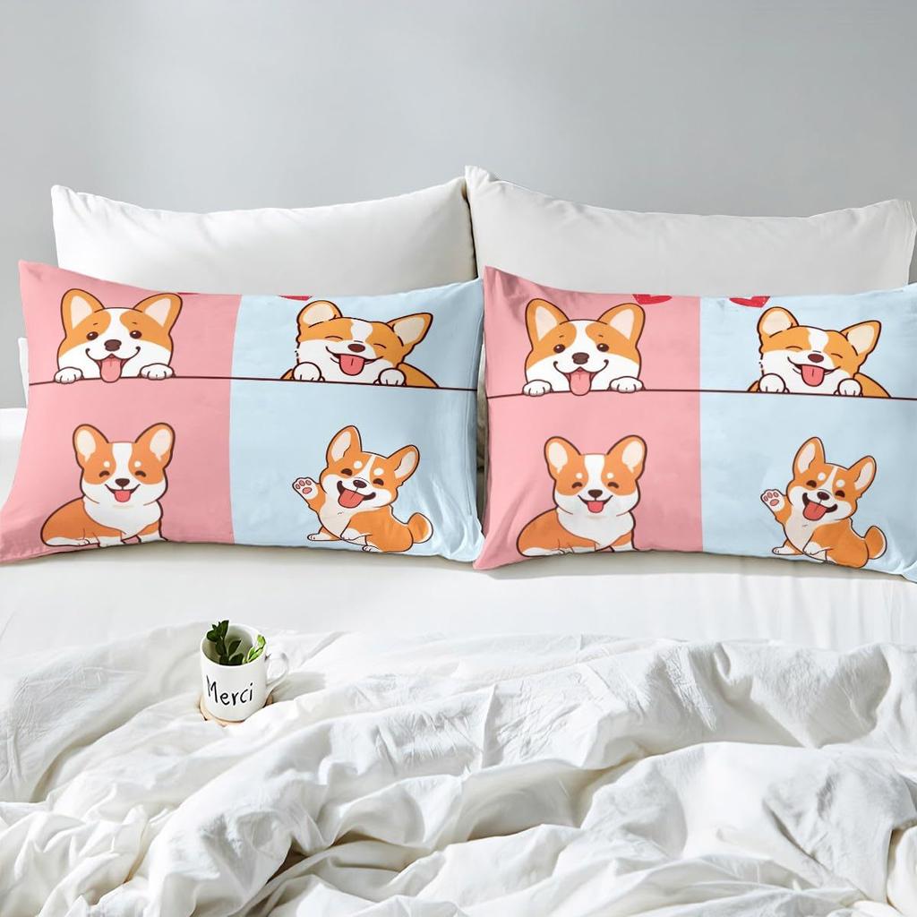 Cute Corgi Pattern Mattress Three-Piece Digital Printing Bedding Mattress Three-Piece Set Children Adult