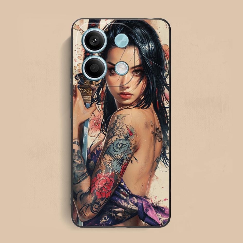 

Fashion Tattoo Girl Mobile Phone Case for Xiaomi Redmi 15 14 13 12 A5 3 2 1 C Plus 4G 5G Colorful Printing Cover Pretty Cover Redmi 12 5G