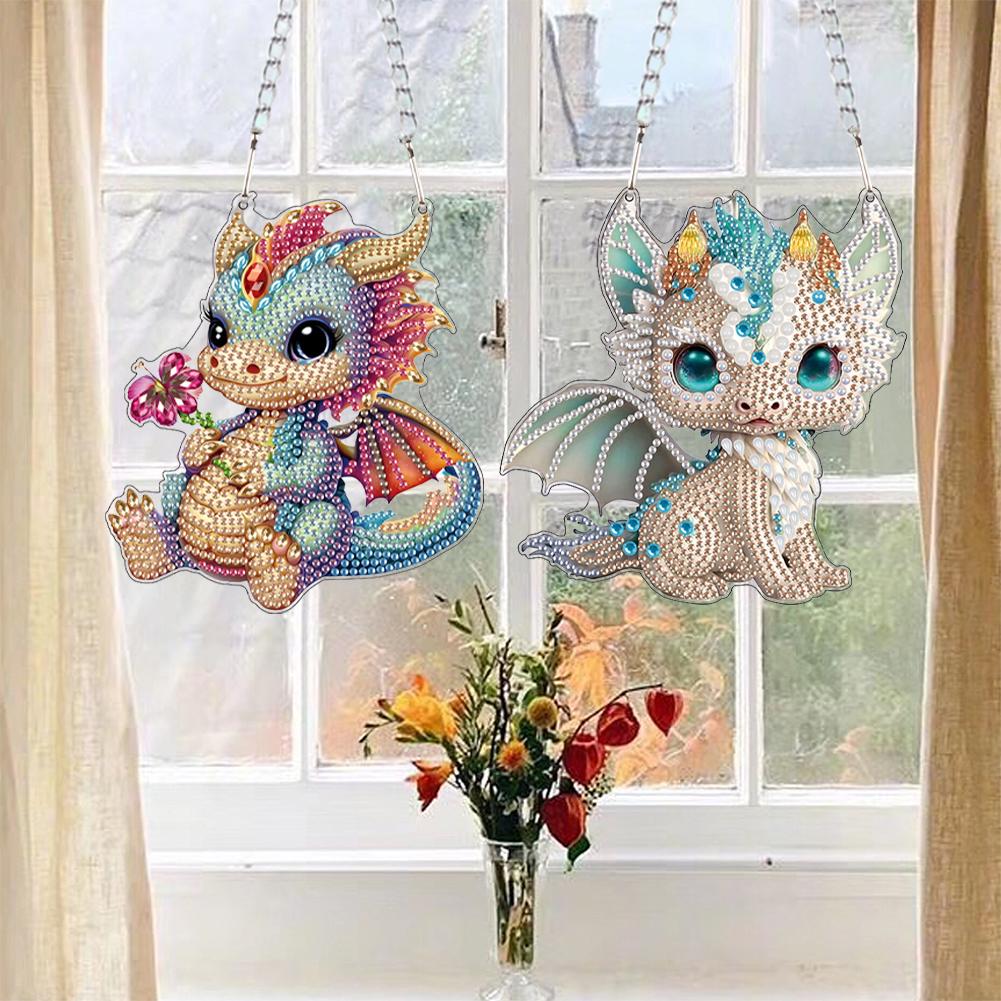 2D/Flache DIY Hänge-Diamant-Kunst-Kits Spezielle Form Strass Diamant-Kunst Fensteranhänger Fensterhängekunst für Heimdekoration