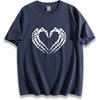Unisex Loose Fit Crewneck Cotton T-Shirt, Skeleton Hands Forming Heart Shape Gothic Love Halloween Spooky Graphic Tee