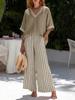 Gestreiftes Weitbein-Hosen-Set Damen Urlaubsstil Zweiteiliges Outfit Sommerurlaubsstil