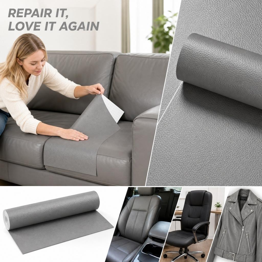 Self-Adhesive Leather Tape Kit - Strong Adhesive Patch for Sofa, Car, Chair, Furniture, Jacket - 30cm Wide 1m Long