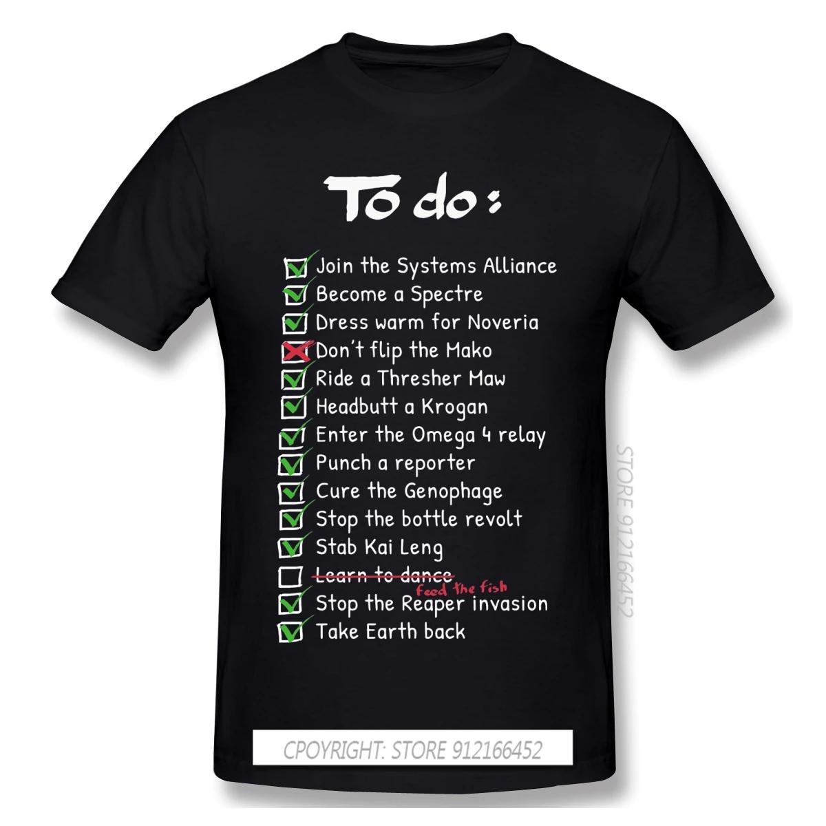 

Commander Shepards To Do List T Shirt Men s Men White Mass Effect Printing Large TShirts Cotton Tops - Men s Summer Cotton Gr... S разноцветный