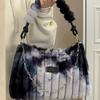 Borsa Tote Grande in Peluche da Donna con Tracolla/Manico Morbida Esterno in Peluche a Strisce Borsa Accogliente per, Viaggio, Uso Quotidiano