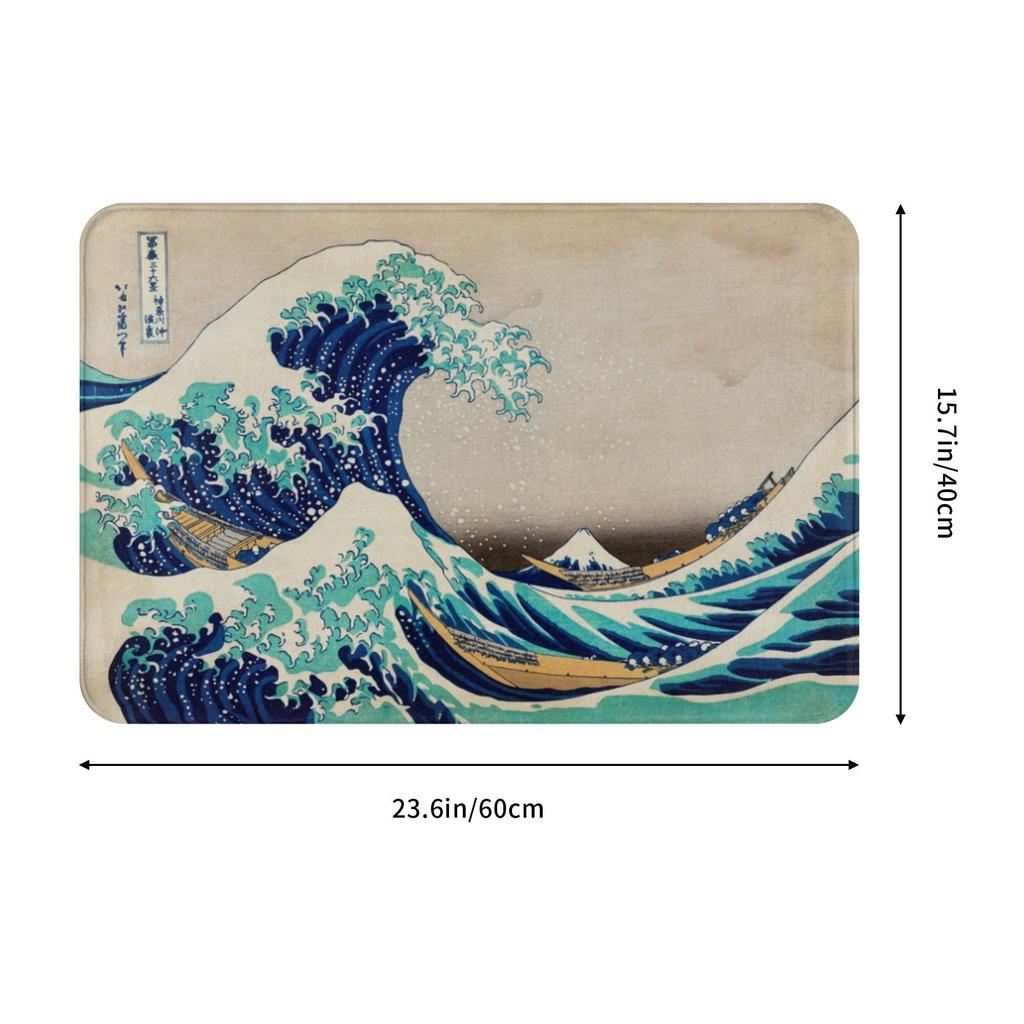 Great Wave Off Kanagawa Vintage Japanese Doormat Anti-Slip Bathroom Kitchen Mat Living Room Door Floor Entrance Carpet Rug