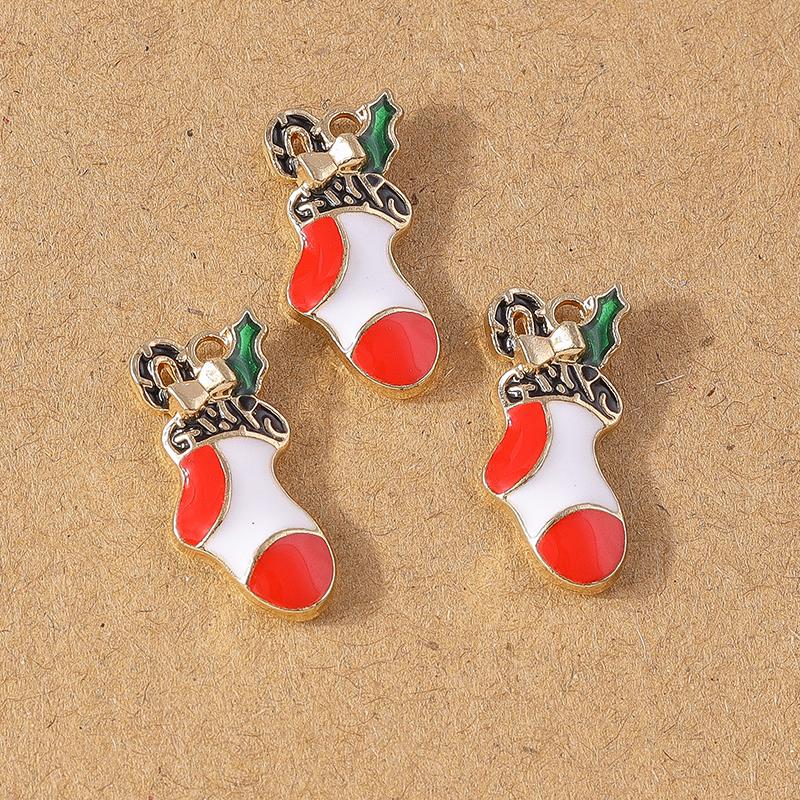 10pcs Enamel Christmas Tree Snowman Pendant Charms for Jewelry Making Christmas Earrings Necklaces DIY Accessories Supplies