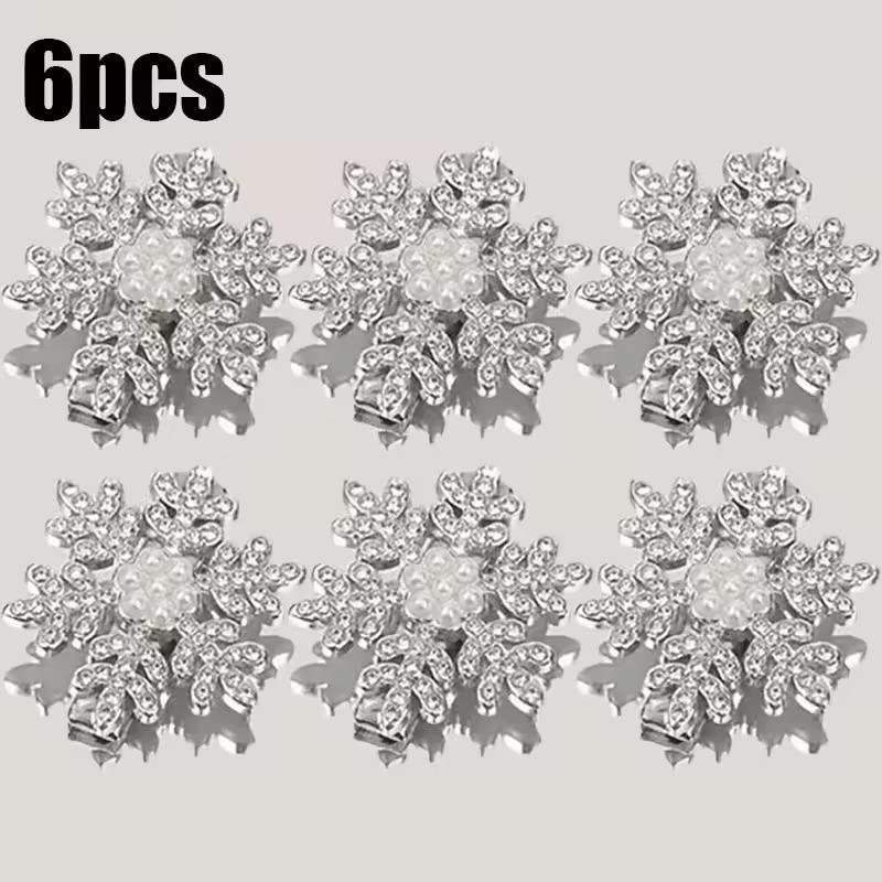 1/6pcs Christmas Hair Clips Snowflake Hairpins Sparkling Rhinestone Hair Clips for Women Festive Party Gift