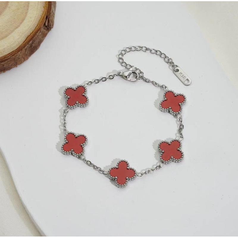 Classic 13mm Titanium Steel Double-sided Four-leaf Clover Bracelet Fashionable Light Luxury Women's Versatile Jewelry