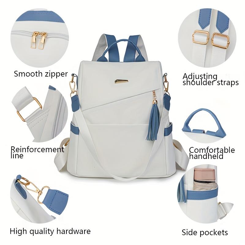 Elegant Women's Anti-Theft Lightweight Backpack Large Capacity, Adjustable Straps, Tassel Detail, PU Material, Perfect for Travel & Daily Use