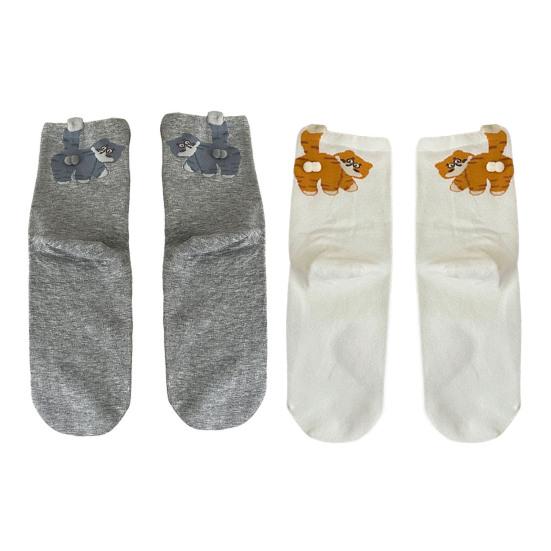 2 Pairs Cat Socks with 3D Balls Funny Cartoon Cat Socks Casual Crew Socks Christmas Birthday Gifts for Cat Lovers Men Women