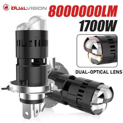 Proiector Mini Dualvision Becuri LED Faruri Auto cu Lentilă H4 800000LM 1700W CANBUS Turbo Lămpi Auto H4 Bec Lumină Înaltă Joasă 12V 24V