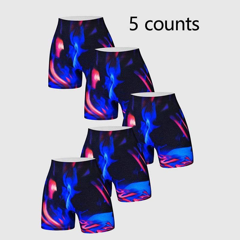

5-Pack Women s High-Waisted Yoga Shorts - European & American Style, Butt-Lifting, High-Stretch, with Print Design S чорний