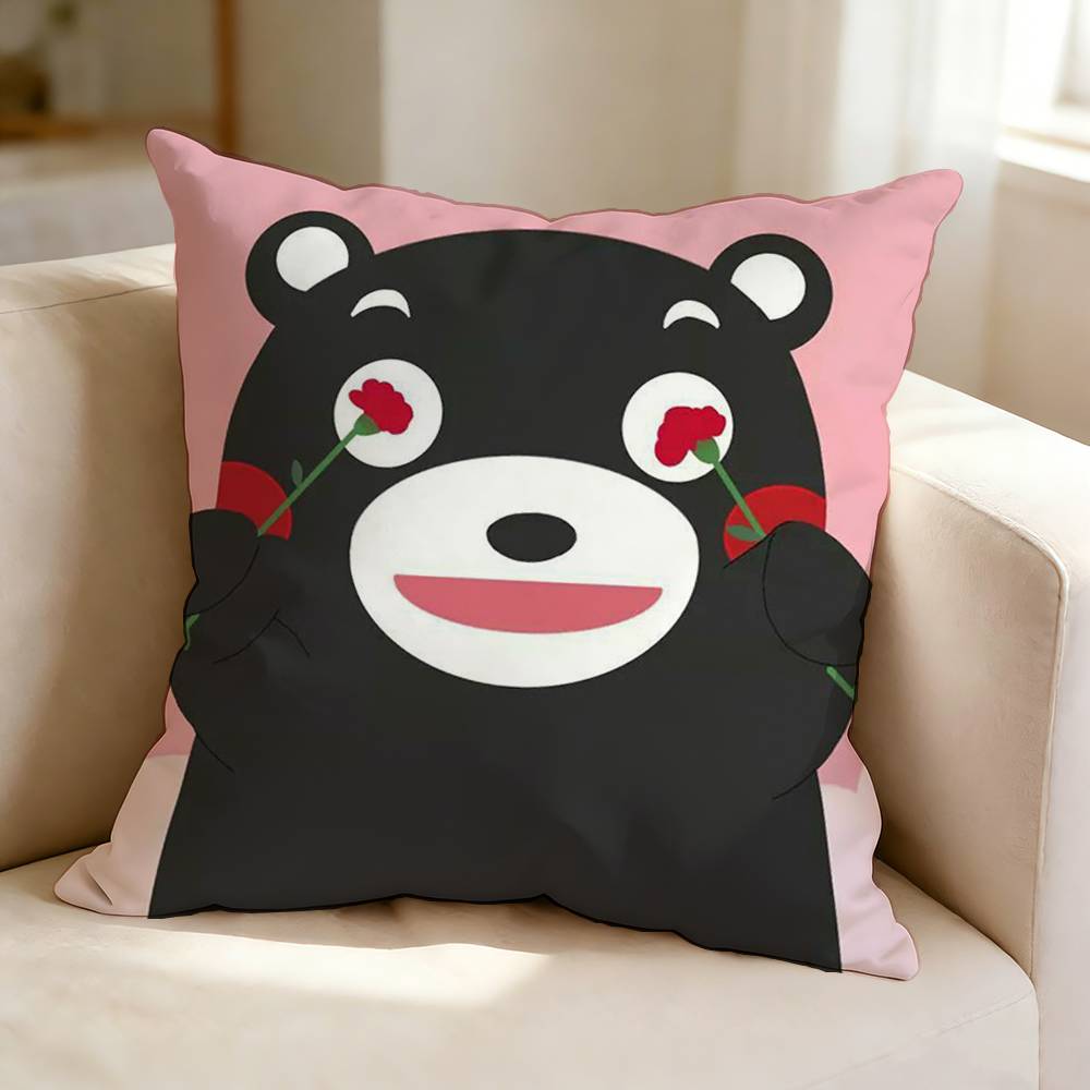 Cute Cartoon Mascot K-Kumamon-n  Pillow Case Square Double-Sided Sofa Cushion Cover Bedroom Bedside Pillow