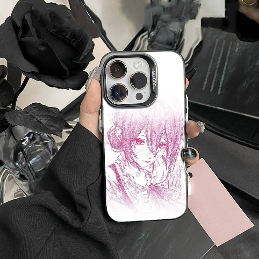 K-Reze C-Chainsaw Man Etui na Telefon Dla iPhone17, 16,15,14,13,12 Pro Max białe Cukierkowe Matowe Odporne na Wstrząsy Pokrowiec