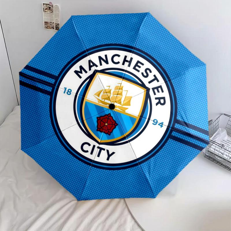 Manchester City Football Club3pattern, Automatic Folding Umbrella, Portable and Foldable Design, 8 Ribs, a Christmas or Birthday Gift.