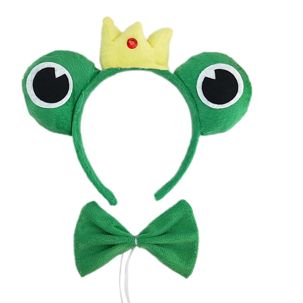 Cartoon Headbands Frog Hair Hoop Prince Bowtie Halloween Hairband Princess Cartoon Headwear Bowtie Set