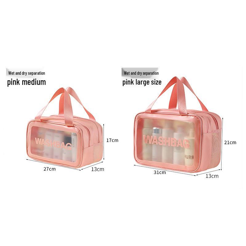 Waterproof PU Toiletry Bag - Portable, Large Capacity, Visible Storage for Cosmetics