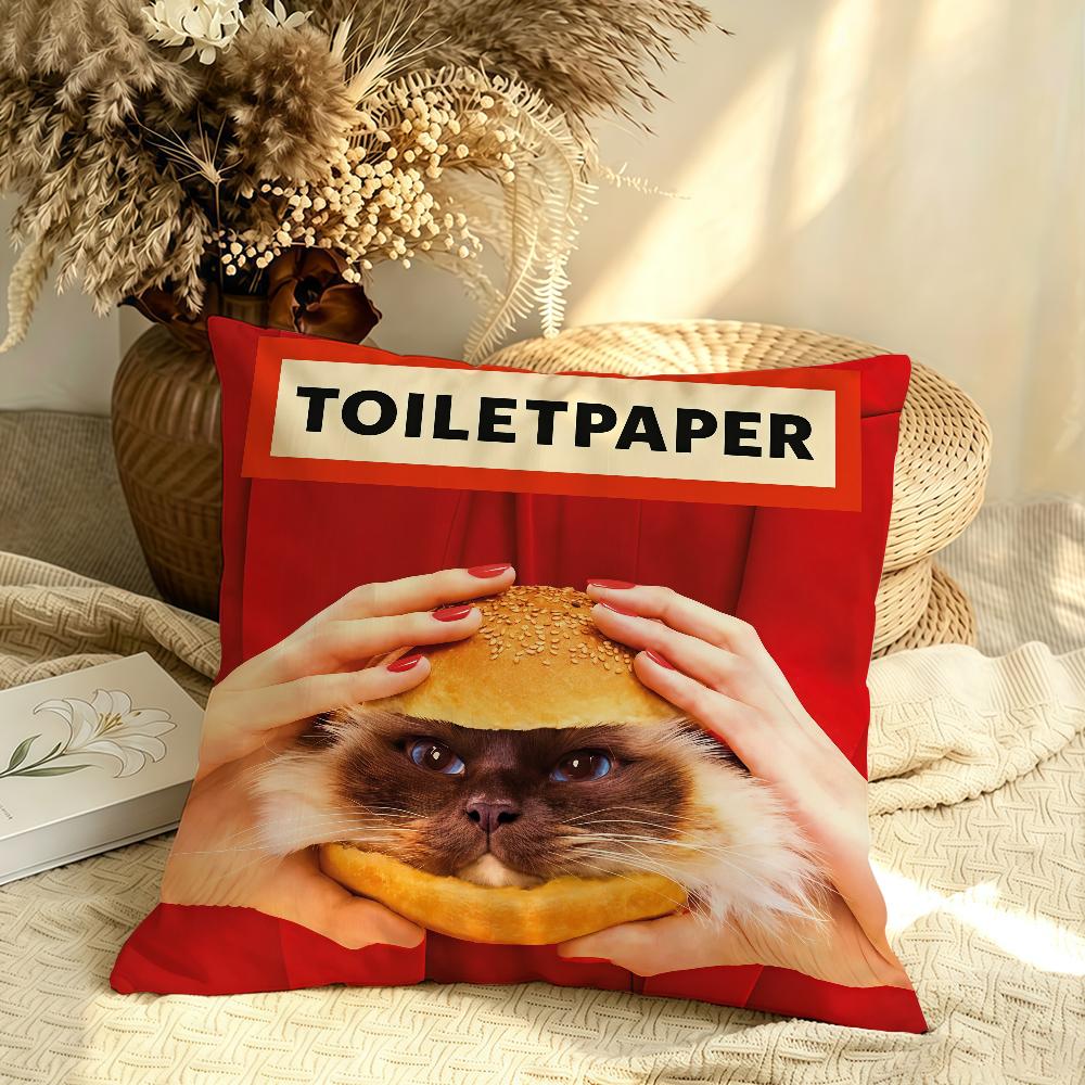 Art TToiletPaperS cushion cover Soft Smooth Pillow Case Hidden Zipper Washable Decorative Couch Office Gift