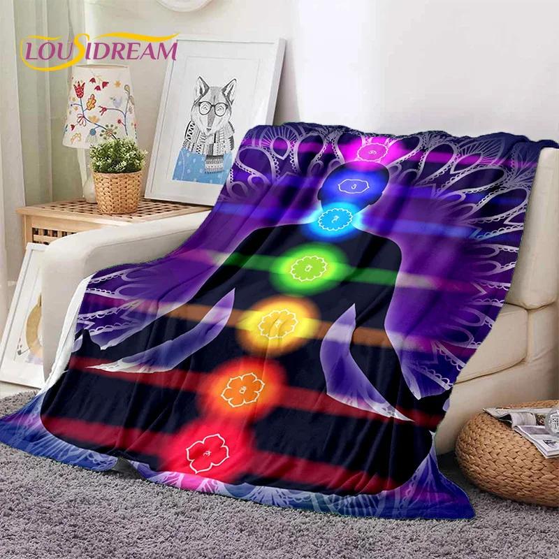 3D Yoga Meditation Rainbow 7 Chakra HD Soft Flannel Blankets,Throw Blanket Comfortable Blanket for Picnic Beds Home Bedroom Gift