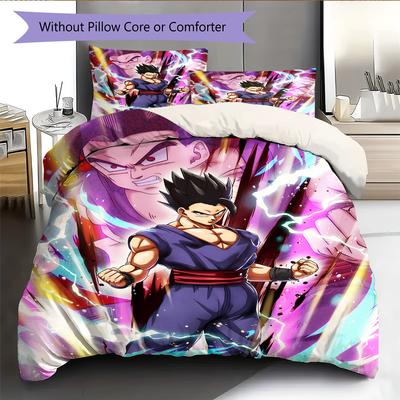 Dragon Ball Character Pattern Bedding Home Decoration Birthday Gift (1 * Duvet Cover + 2 * Pillowcase, Without Core)