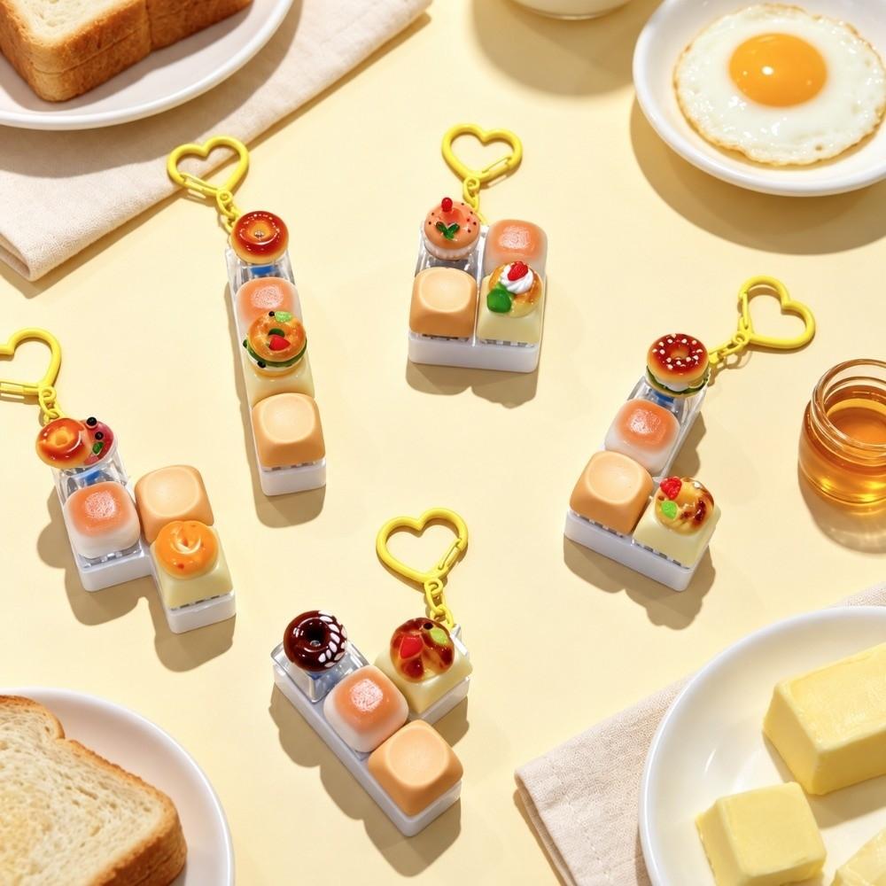 Simulated Keyboard Fidget Keychain Mini Keyboard Button Bag Pendant Bread Keycap Bag Charms Gifts