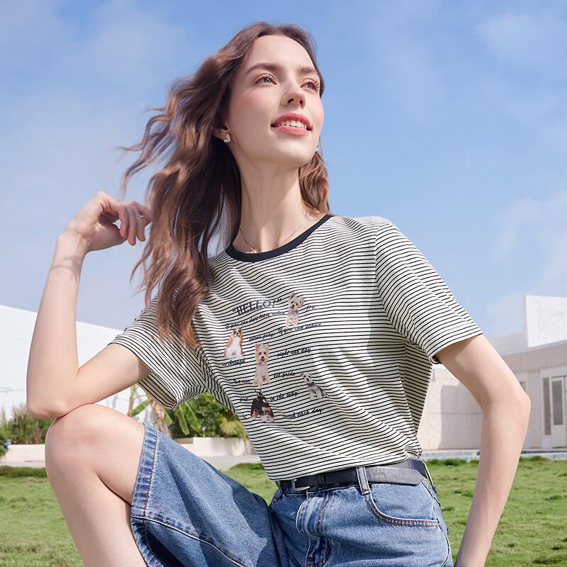 Betu Women's Graphic Striped Color-Block T-shirt
