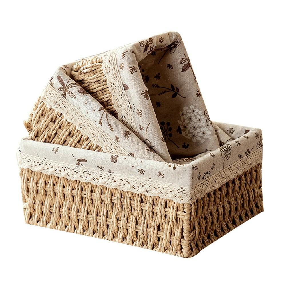Imitation Rattan Rattan Storage Baskets Vegetable Fruit Multi-Purpose Hand-woven Baskets Home Decoration Storage