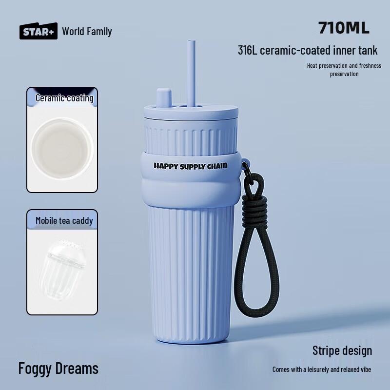 Shidajia Large Capacity Insulated Coffee & Tea Straw Cup