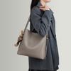 Genuine Leather Bucket Bag Women Spacious Commuter Shoulder With Zip Inner Pockets