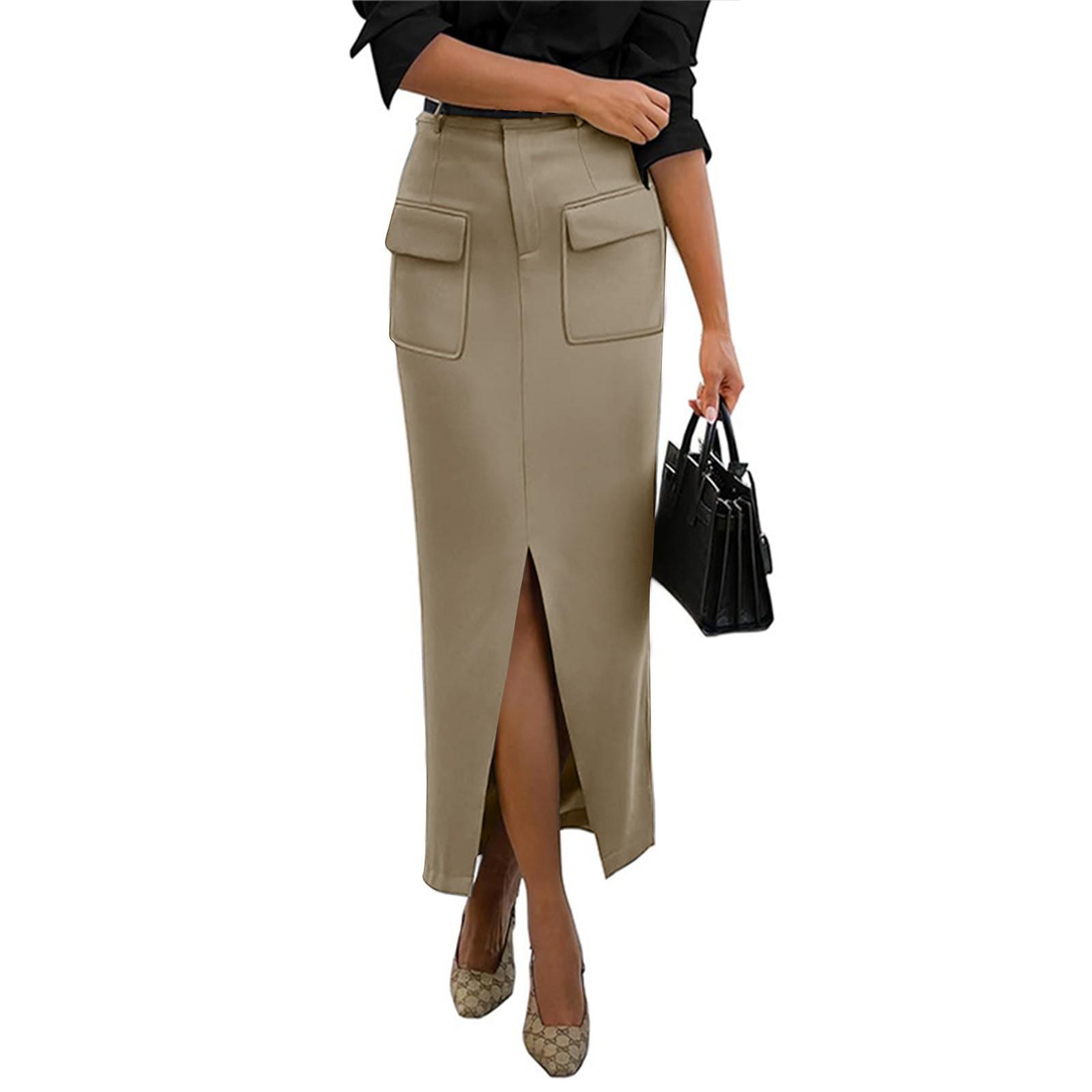 

Женская сексуальная темпераментная повседневная юбка с разрезом на кармане, облегающая юбка с бедрами L хаки