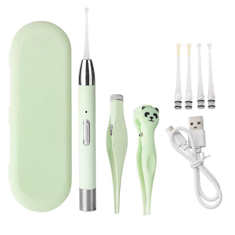 LED Ohrreinigungsset für Kinder: Leuchtendes Ohrstäbchen, Baby-Pinzette mit Licht & Wiederaufladbares Weichspitzen-Werkzeug