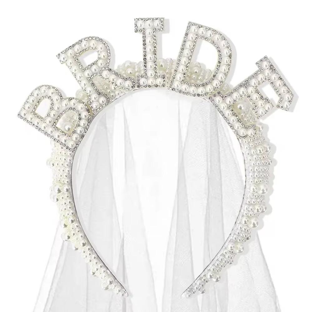 Bride To Be Pearl Crown Headband Bach Bachelorette Hen Party Bridal Shower Wedding Engagement Rehearsal Dinner Decoration Gift