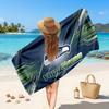 Seattle Seahawks Customized Name Text Beach Towel, Soft Absorbent Towel Beach Pool Travel Personal Gift