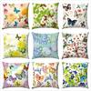 Watercolor Butterflies and Flowers Digital Printing Short Plush Pillow Covers for Car Sofa Office Cushion Cover Home Goods